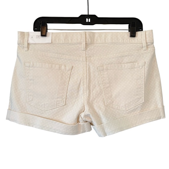 NWT Ann Taylor Original Straight Cream White Polka Dot Cuffed Denim Shorts, Sz 8 - Picture 2 of 12